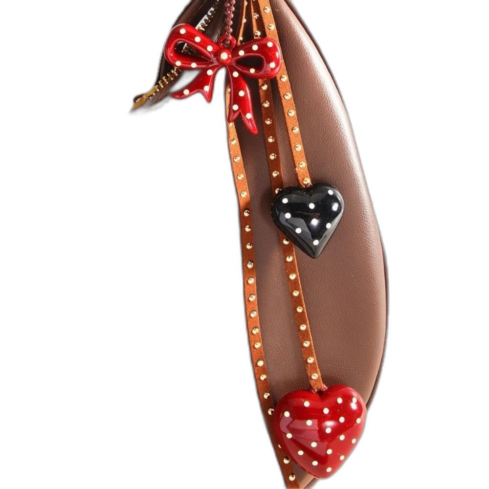 カラーリングハートリボンチャーム(赤・黒)Hearts ribbon charm (red & black)