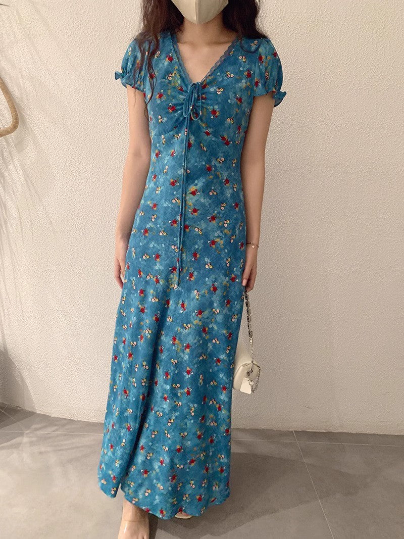 ロングシフォンワンピース夏ですLong chiffon dress