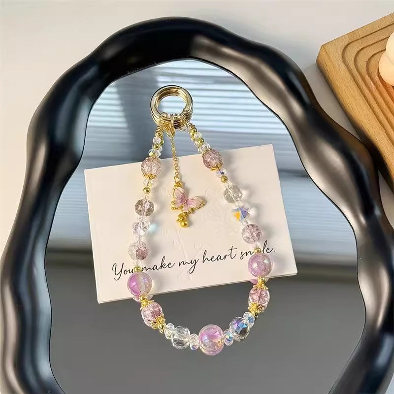 クリスタルビーズのキーホルダーです。Crystal beaded key chain