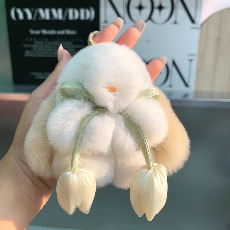 ウサギのチューリップのストラップですTulip rabbit pendant