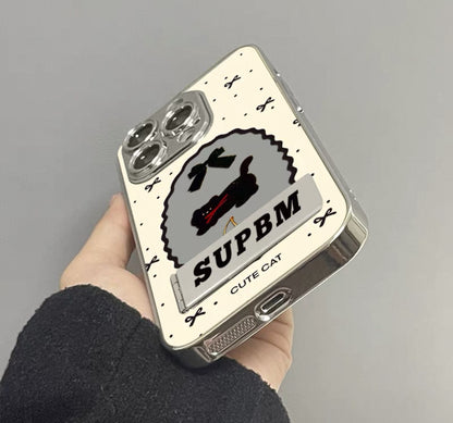 車厘子（チェリー）と猫のデザインが施され、鏡面仕上げのマイノリティなスマホケース （Cherry and cat - themed mirror - finished phone case, a niche choice）（SJK091）