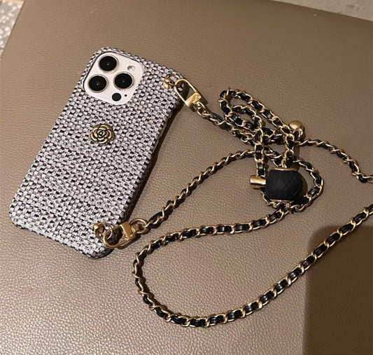 韓流スタイルの編み立て立体花柄スマホケース (Korean - style knitted three - dimensional flower phone case)(SJK040)