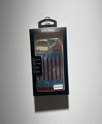 青と褐色のツートンカラーストライプのスマホケース (Blue and brown two - tone striped phone case)(SJK021)