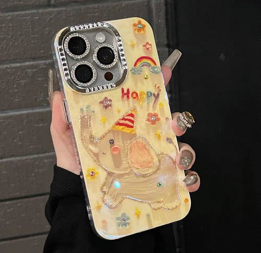 可愛すぎて許されない！スマホに背負っている小象（ちいさなゾウ）の楽園（らくえん）（So cute that it's almost unfair! An elephant cub paradise carried on your phone.)（SJK002））