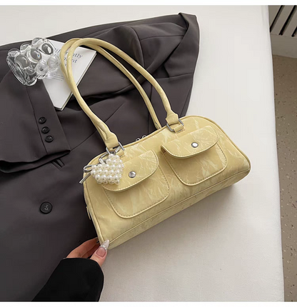 ベルベットボーリングバッグ多ポケット脇バッグ2025新モデルハンドショルダーバッグVelvet bowling bag, multi-pocket underarm bag, 2025 new style handbag and shoulder bag