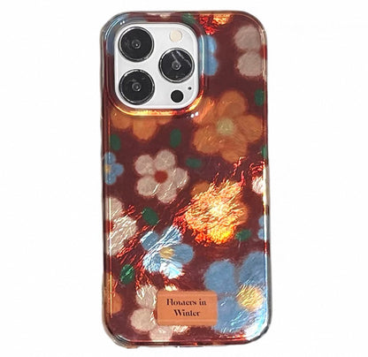 ヴィンテージな花柄と氷河模様のスマホケース (Vintage Floral and Glacier Texture Phone Case)(SJK022)