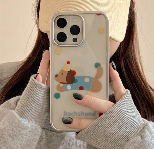 透明でカラフルなドット模様のスマホケース（Transparent phone case with colorful dot patterns）（SJK007）