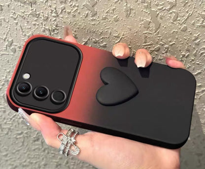 グラデーションの立体ハートデザインで、大きなウィンドウ付きのスマホケース (Gradated three - dimensional heart - designed phone case with a large viewing window)(SJK060)