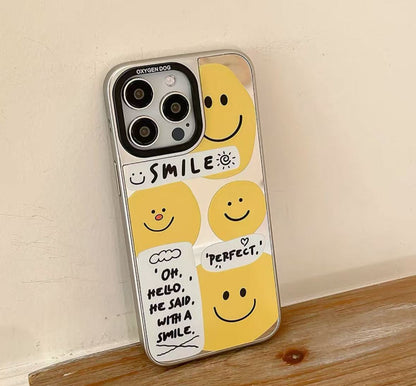 笑顔の鏡面デザインで、ニッチな高級感を備えたスマホケース （Smiling - face mirror - designed phone case with niche and high - end feel）（SJK082）