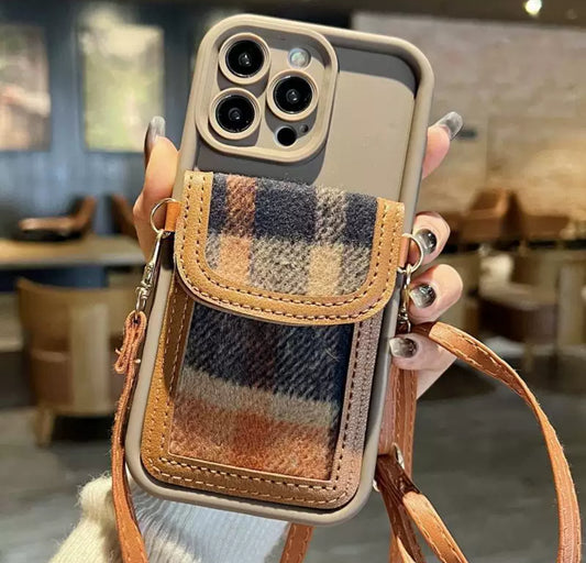 シャネル風のブラウン色財布付きスマホケース (Chanel - style brown wallet phone case)(SJK038)
