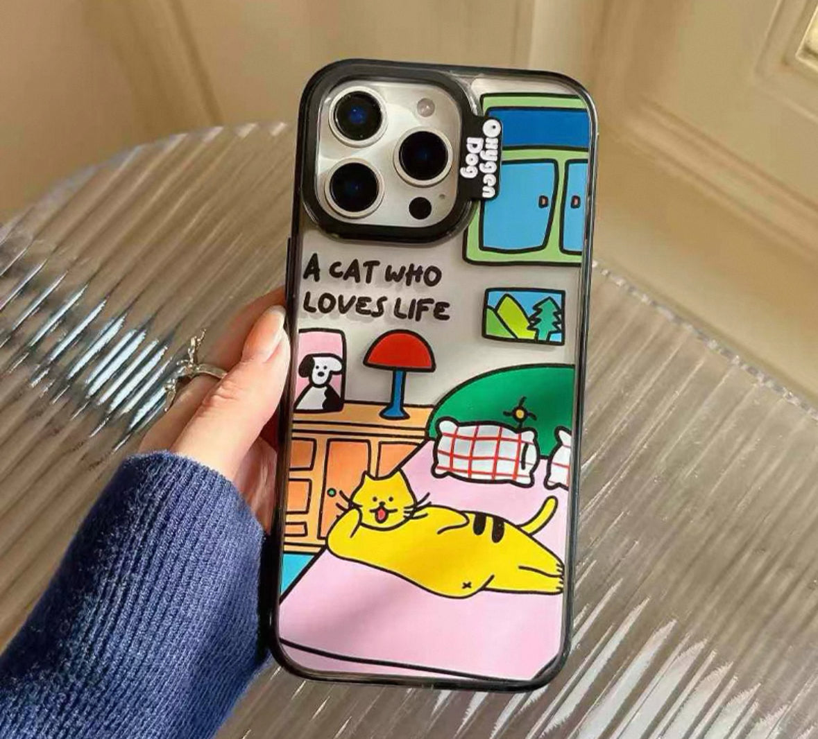 カートゥーンのソファ猫デザインで、汚れに強いスマホケース （Cartoon sofa - cat - designed dirt - resistant phone case）（SJK083）