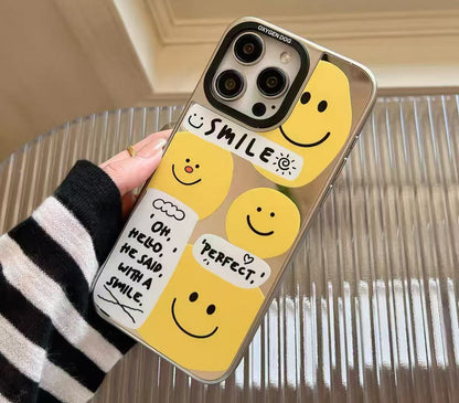 笑顔の鏡面デザインで、ニッチな高級感を備えたスマホケース （Smiling - face mirror - designed phone case with niche and high - end feel）（SJK082）