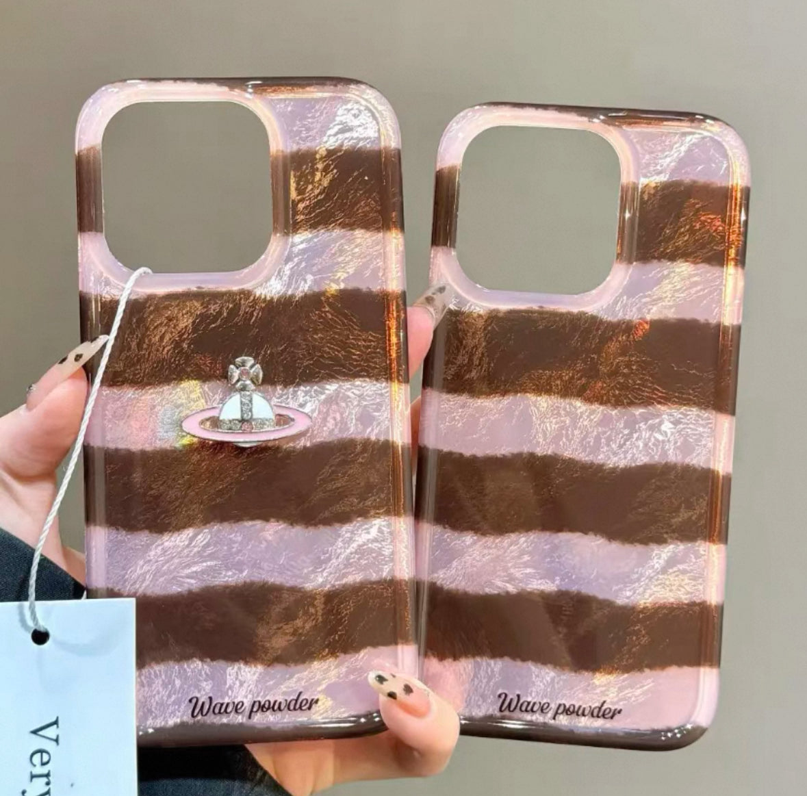 ピンクと茶色のシマウマ柄のスマホケース ( Pink and brown zebra - print phone case）（SJK027））