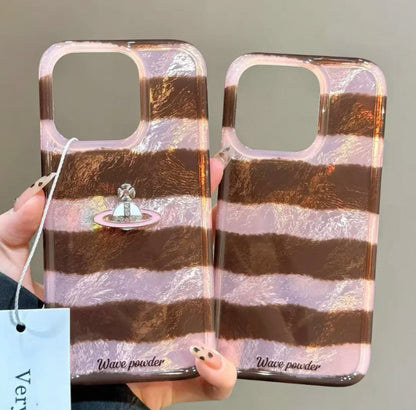 ピンクと茶色のシマウマ柄のスマホケース ( Pink and brown zebra - print phone case）（SJK027））