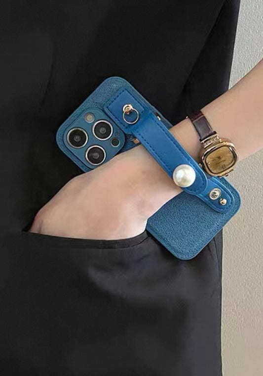 ニッチなヴィンテージ革柄真珠スマホケース(Niche Vintage Leather - Grain Pearl Phone Case)(SJK020)