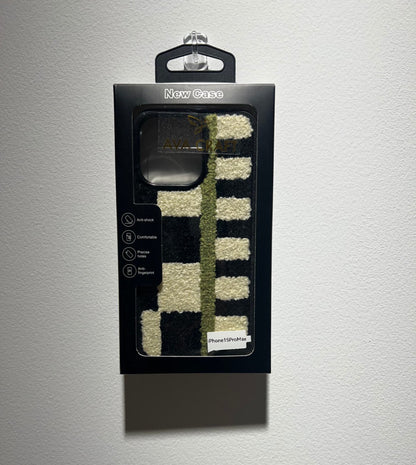 タオル刺繍の不規則な格子柄スマホケース （Towel - embroidered phone case with irregular checkerboard patterns）（SJK050））