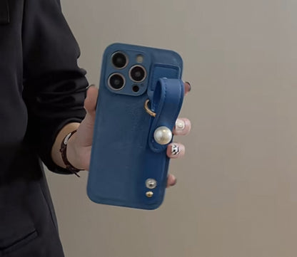 ニッチなヴィンテージ革柄真珠スマホケース(Niche Vintage Leather - Grain Pearl Phone Case)(SJK020)