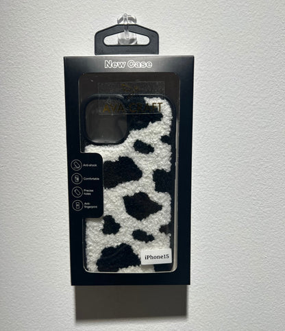 ふわふわのレオパード柄のスマホケース（Fluffy leopard print phone case）（SJK051）