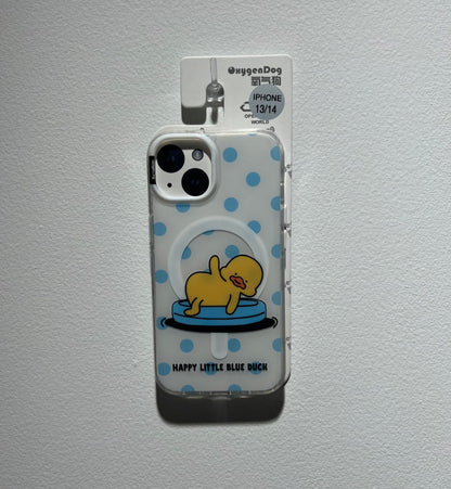 オキシゲン感溢れる黄色いアヒルデザインの 磁石付きスマホケース (Oxygen - infused yellow duck - themed magnetic phone case)(SJK092)