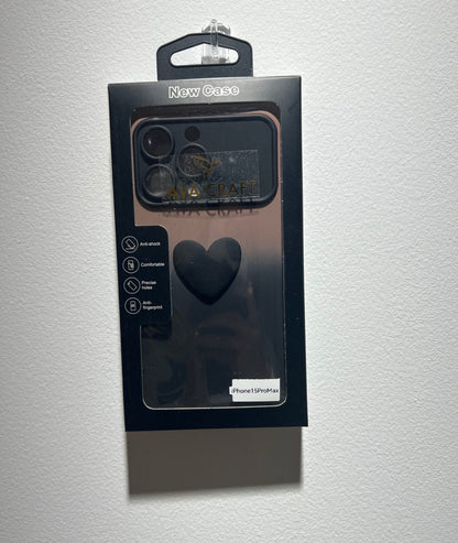 ピンクと黒のコントラストカラーで、ハートデザインのスマホケース (Pink and black contrast - colored phone case with a heart design)(SJK059)