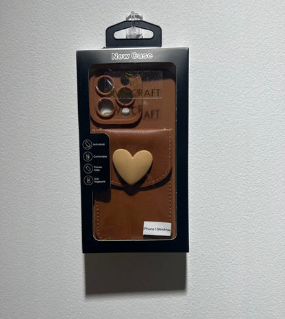 ミルクティー色のカード入れ付き保護カバー付きスマホケース ( Milk tea - colored phone case with card - holder protective cover)(SJK056)