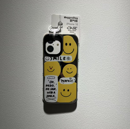 笑顔の鏡面デザインで、ニッチな高級感を備えたスマホケース （Smiling - face mirror - designed phone case with niche and high - end feel）（SJK082）