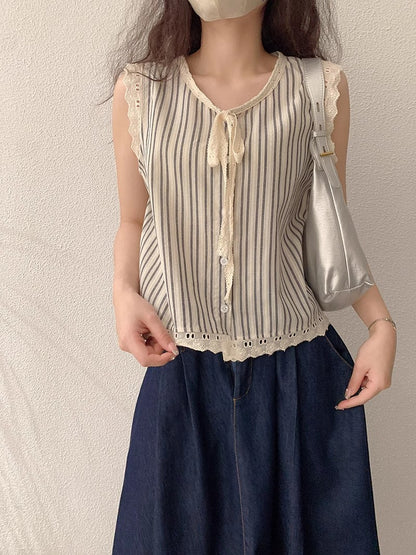 縦縞のベストシャツVertical striped vest shirt