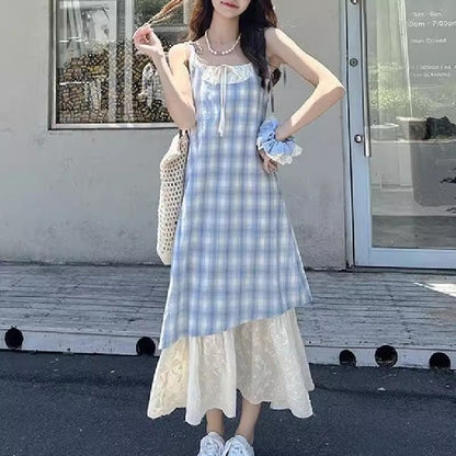 チェック柄のスリップスカートですCheckered halter dress