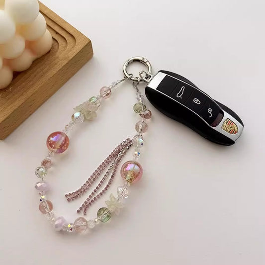 花柄キーホルダー飾りですFlower claw chain keychain pendant