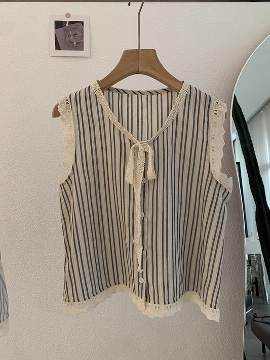 縦縞のベストシャツVertical striped vest shirt