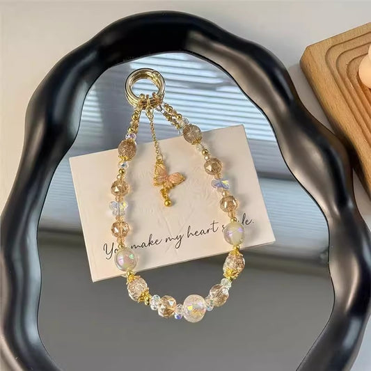クリスタルビーズのキーホルダーです。Crystal beaded key chain