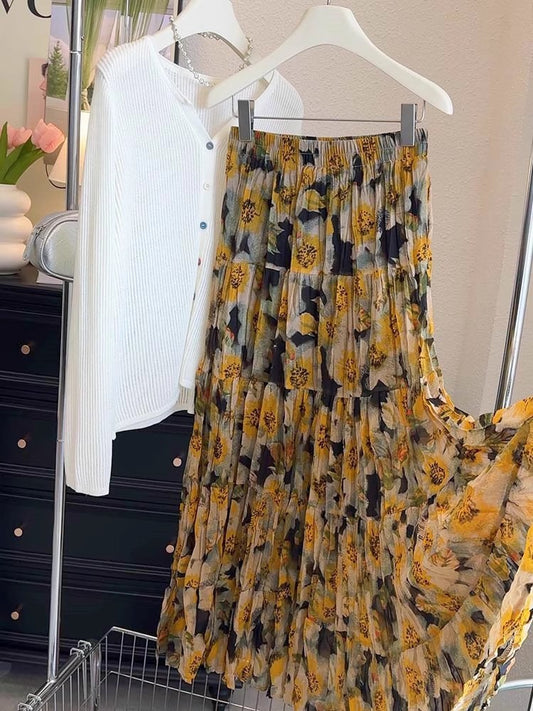ドレープスカートDrape floral dress