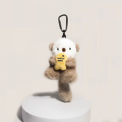 大きなしっぽカワウソチャーム（ライトカーキ）Big tail otter charm (light khaki)