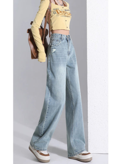 ハイウエスト・ワイドジーンズHigh-waisted wide-leg jeans
