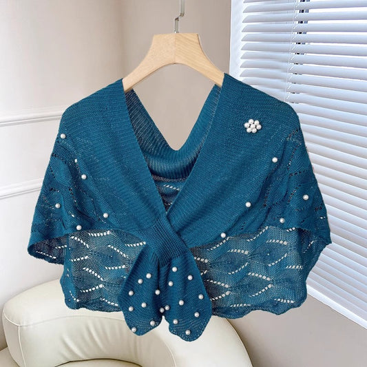 網紅ニット真珠チャイナドレスストールA popular knitted pearl cheongsam shawl