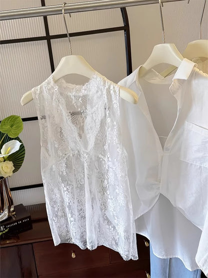 開襟の長袖シャツLong sleeve shirt with open collar