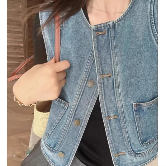 デニムベストベストDenim vest waistcoat