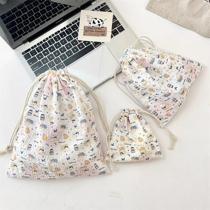 エンボスのキャラクター巾着袋ですEmbossed cartoon drawstring pocket