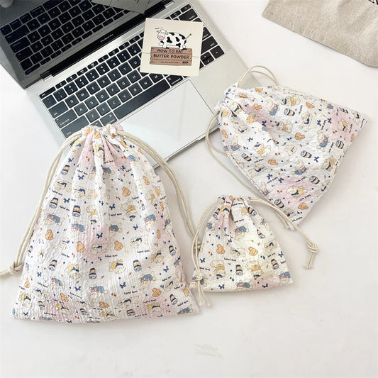 エンボスのキャラクター巾着袋ですEmbossed cartoon drawstring pocket