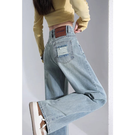 ハイウエスト・ワイドジーンズHigh-waisted wide-leg jeans