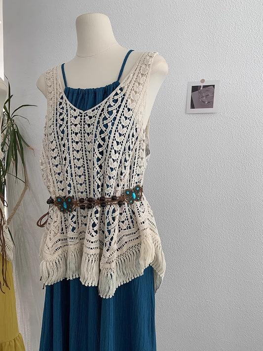 キャミソールワンピース透かしベストHalter dress, hollowed-out sleeveless vest