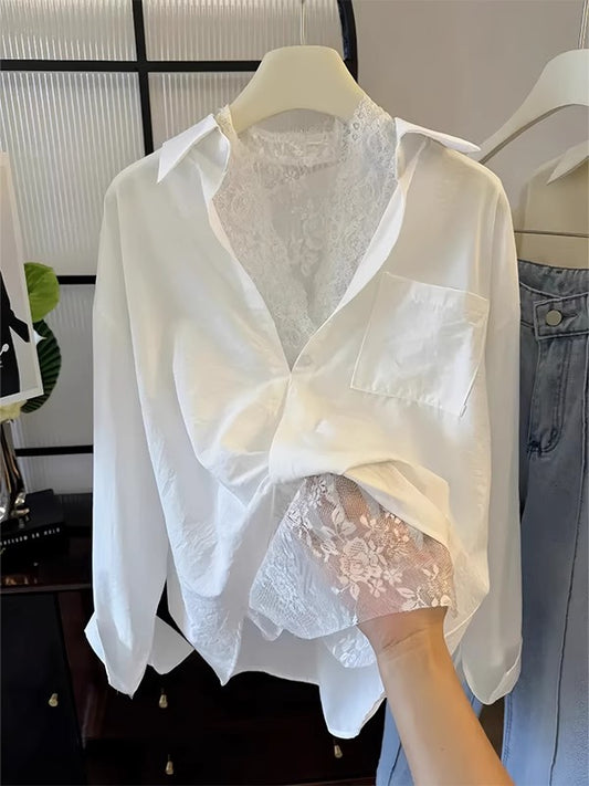 開襟の長袖シャツLong sleeve shirt with open collar