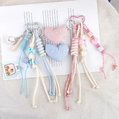 布製ハート編みチャームHeart-knitted charm