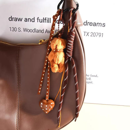 テディハート編みチャーム（茶）Teddy heart knitting charm (brown)