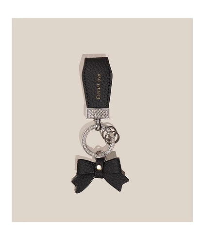 ライチのリボンがついた車のキーホルダーですLychee pattern bow car keychain