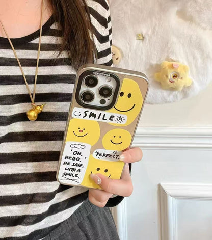 笑顔の鏡面デザインで、ニッチな高級感を備えたスマホケース （Smiling - face mirror - designed phone case with niche and high - end feel）（SJK082）